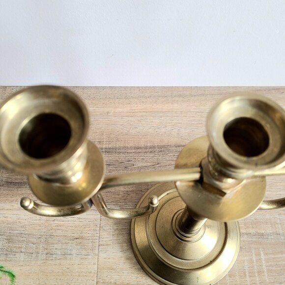 Vintage Solid Brass Mid Century 3 Branches Candleholder. Home Holiday Decor. - Picture 3 of 8